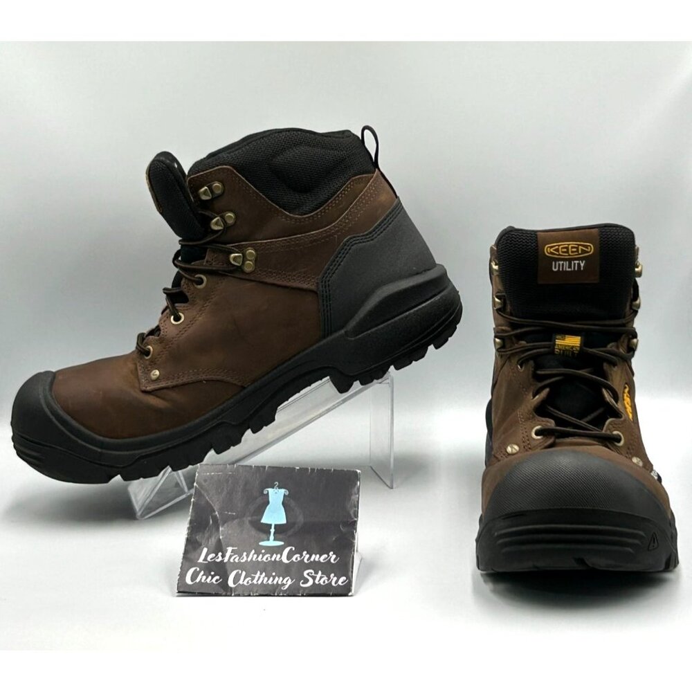 Keen Utility Men's Tan Leather Evanston 6" Steel Toe Work Boots Size 14D 3062